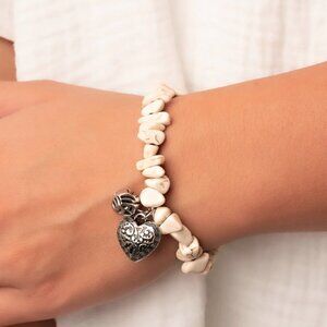 Paparazzi Jewelry Accessories - Love You to Pieces - White Bracelet - Vintage